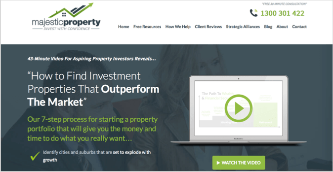 Majestic Property 1 landing page example